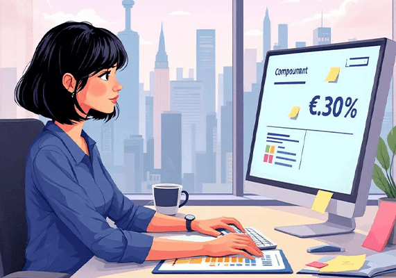 Девушка высчитывает сложный процент